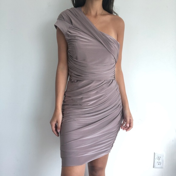 Eliza J Dresses & Skirts - NWT Eliza J Ruched One shoulder Dress In Taupe